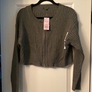 Wild Fable Gray Ribbed Cardigan Sweater